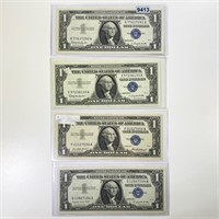 (4) 1957-A/B Blue Seal $1 Bills UNCIRCULATED