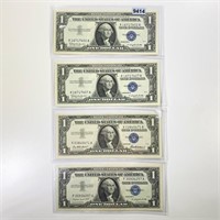 (4) 1957-A/B Blue Seal $1 Bills UNCIRCULATED