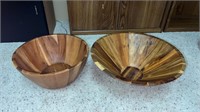 2 wooden big serving bowls