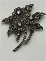 Sterling Silver Large Marcasite Brooch