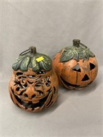 (2) Cast Metal Jack O'Lanterns