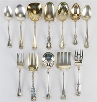 Group of Sterling Serving Spoons and Forks