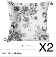 X2 Throw Pillow Cover Floral Vintage with