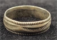 Sterling .925 Etched Ring Sz 9