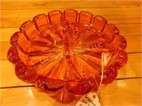 orange Amberina divided dish, 8.5"