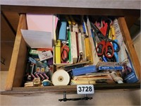 DRAWER FULL OF STUFF, SCISSORS, RUBBERBANDS, ETC