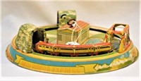 Honeymoon Express tin litho windup train toy,