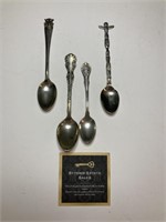 Lot of 4 Collectible Spoons, 2 Sterling Silver