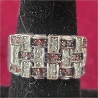 14k White Gold Ring with Diamonds and Rubies,