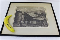 Orig Signed Luigi Lucioni Etching Vermont Survival