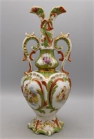 Rococo Style Twin Handle Porcelain Cherubs Vase