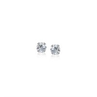14k Wgold Round .06ct White Sapphire Stud Earrings