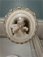 17" Oval Glass dome picture frame