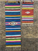 2 Older Wool Woven Mexican Blankets / Wall