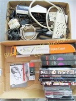 Two box lots: DVD's, extension cords, more