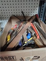 Box Lot of Various Tools to Include Chisels,