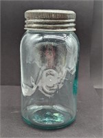 Improved Jam Monogramed Teal Quart Canning Jar