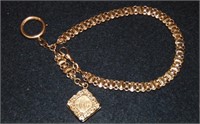 French 18k Yellow Gold Watch Chain w/Locket