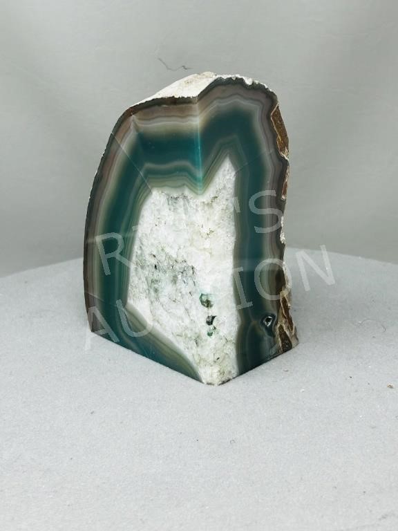 West Elm green Agate geode bookend - 6" tall