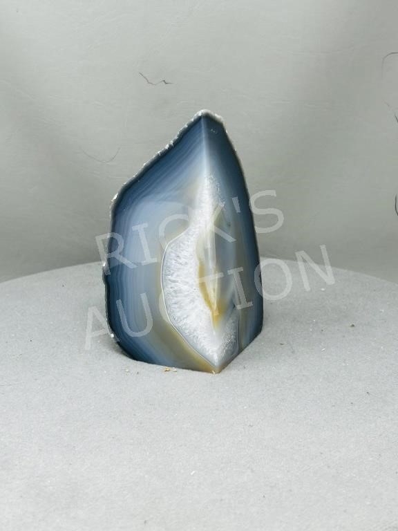 blue agate Geode bookend - 6" tall