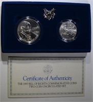 1993 BILL of RIGHTS 2 COIN UNC SET