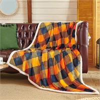 R547  Malinad Plaid Throw Blanket 50x60 Black  Or