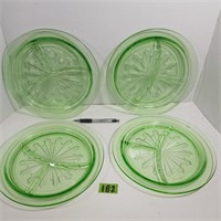 Set of 4 Uranium glass plates
