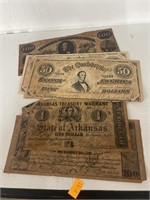 Antique confederate money