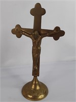 Standing Brass Crucifix 9"