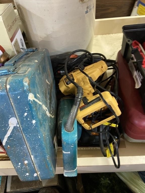 assorted corded tools and 120 psi air compressor