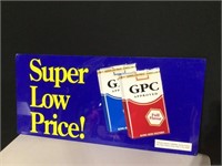GPC Cigarettes Metal Advertising Sign 24” x 12”