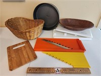 Vintage Vegetable Slicer, Cutting Board, Basket,