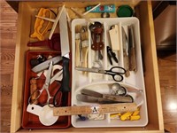 Contents in Drawer: Scissors, Kinves, Measuring