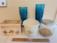 Vintage Tupperware, Recipe Box, Lidded Glass Jar,