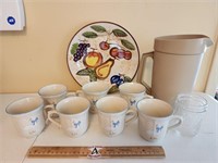 Vintage Goose Mugs, Fruit Plate, Vintage Pitcher,