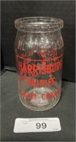 Rare Advertising Harrisburg Dairies Sour Cream Jar