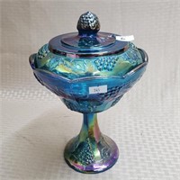 Carnival Iridescent Grape Candy Dish on Pedetstal