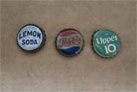 Vintage Metal & Cork Bottle Caps Lot of 3