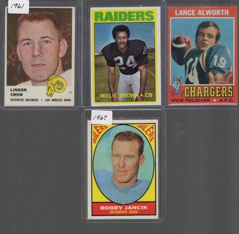 Lot of 4 Vintage Football Cards - Lance Alworth,