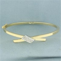 Criss Cross Hinged Bangle Bracelet in 14k Yellow G