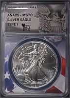 2021 (W) T-1 SILVER EAGLE ANACS MS-70