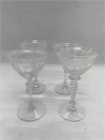 Set of 4 Crystal Champagne Glasses