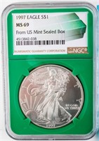 Coin 1997 Silver Eagle $1 Coin NGC MS69