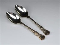 PAIR OF GEORGE III ENGLISH SILVER TABLE SPOONS