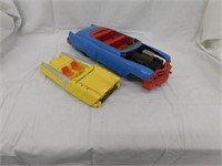 Vintage Ideal plastic car with exposed engine -
