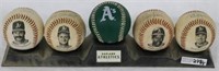 COLLECTION OF 5 OAKLAND A'S AUTOGRAPHED BASEBALLS