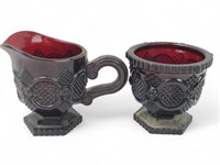 Avon Ruby Red Cape Cod Creamer & Sugar Bowl