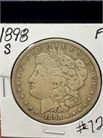 1898 S Morgan Silver Dollar -F