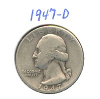 1947-D Washington Silver Quarter