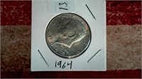 1964 Kennedy Half Dollar, 90% Silver